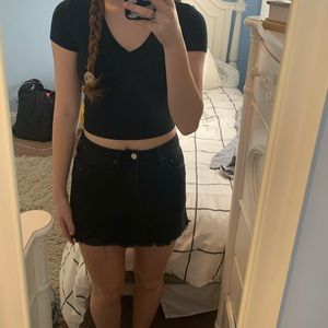 black distressed jean skirt